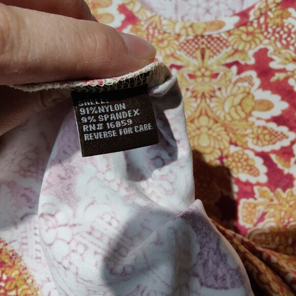 J. McLaughlin Women's Sz L Catalina Cloth Gold Pink Print Long Sleeve Shirt - Picture 4 of 5